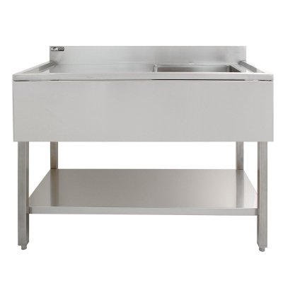 Evier Commercial en Inox &agrave; 1 Cuve 120 x 60 cm - Egouttoir &agrave; Gauche