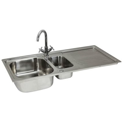 MONSTERSHOP Evier de Cuisine en Acier Inoxydable & Robinet Victoria
