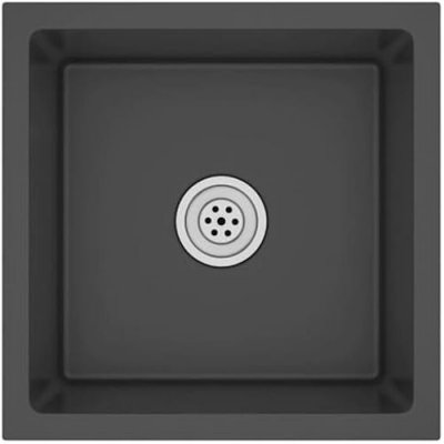 VIDAXL Evier de Cuisine - - Fait &agrave; la Main - Acier Inoxydable Noir - Carr&eacute; - 1 Bac