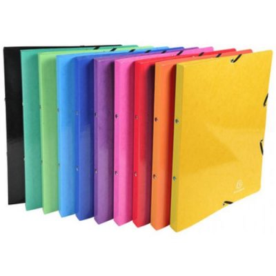 EXACOMPTA  Classeur &agrave; &eacute;lastiques 4 anneaux 15mm Iderama - A4 - Couleurs assorties - Lot de 20
