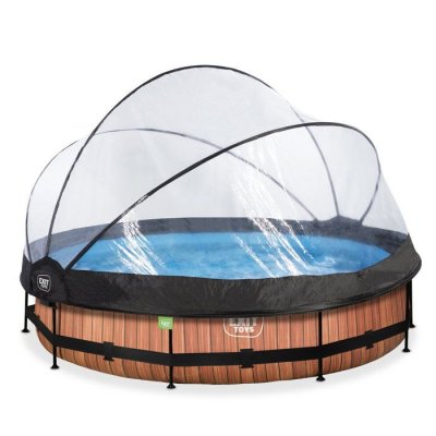 EXIT TOYS Exit piscine diametre 360x76cm (12v) wood marron + boitier 30.32.12.10