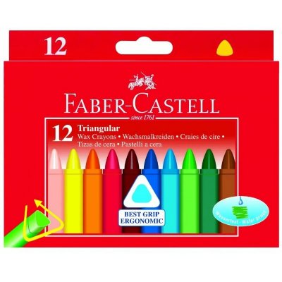 FABER CASTELL FABER-CASTELL Craie &agrave; la cire, triangulaire, &eacute;tui de 12