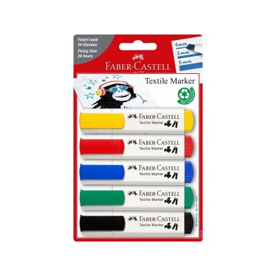 FABER-CASTELL   Marqueur Pour Tissu, Blister De 5
