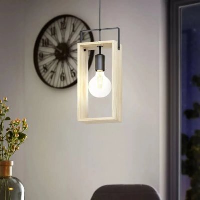 EGLO Famborough plafonnier slim pendant noir, naturel