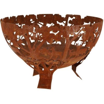 ESSCHERT DESIGN FANCY FLAMES Brasero demi-rond en m&eacute;tal