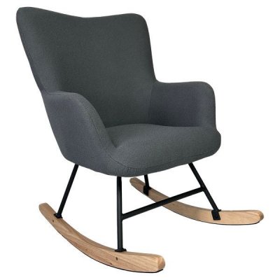 HAPPY GARDEN Fauteuil &agrave; bascule en tissu boucle gris kaira - grey
