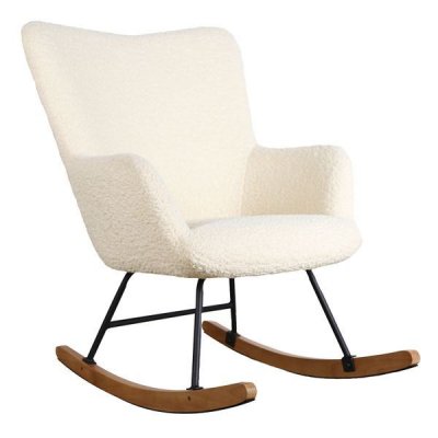 HAPPY GARDEN Fauteuil &agrave; bascule en tissu bouclette &eacute;cru kaira - beige