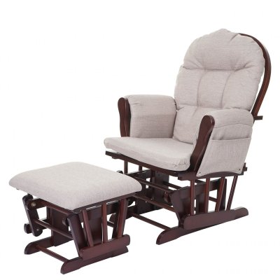 MENDLER Fauteuil &agrave; bascule hwc-c76, avec repose-pied, tissu ~ cr&egrave;me-gris