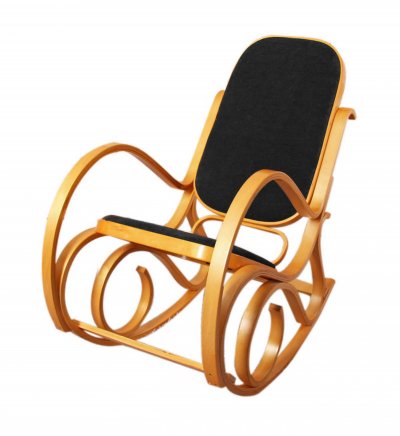 MENDLER Fauteuil &agrave; bascule M41 aspect ch&ecirc;ne assise en similicuir noir