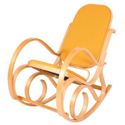 MENDLER Fauteuil &agrave; bascule M41, fauteuil tv, bois massif - aspect ch&ecirc;ne, jaune