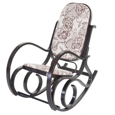MENDLER Fauteuil &agrave; bascule M41, rocking-chair en bois ~ Jacquard brun