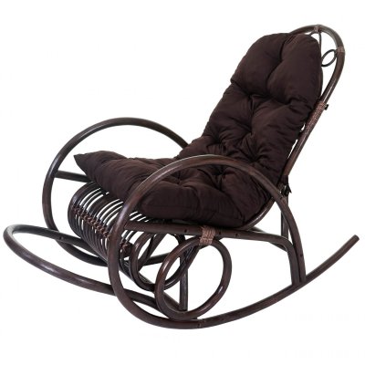 MENDLER Fauteuil &agrave; bascule  HWC-C40 marron coussin marron