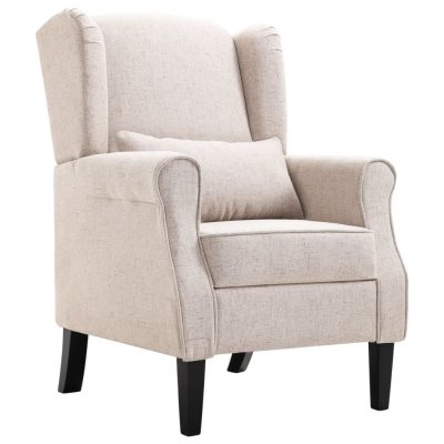 Fauteuil avec coussin en tissu beige Vida XL