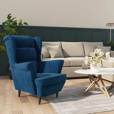 VIDAXL Fauteuil bleu velours - 