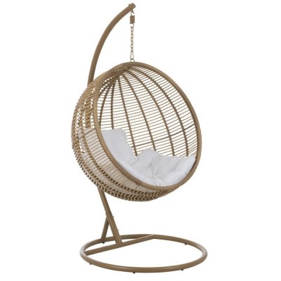  Fauteuil boule effet rotin avec coussins doni - j-line