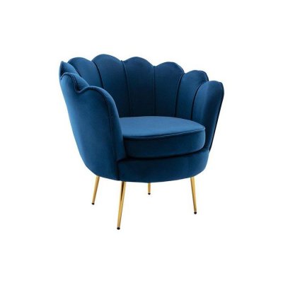VENTE UNIQUE Fauteuil coquillage en velours bleu nuit DANDELION de Pascal Morabito