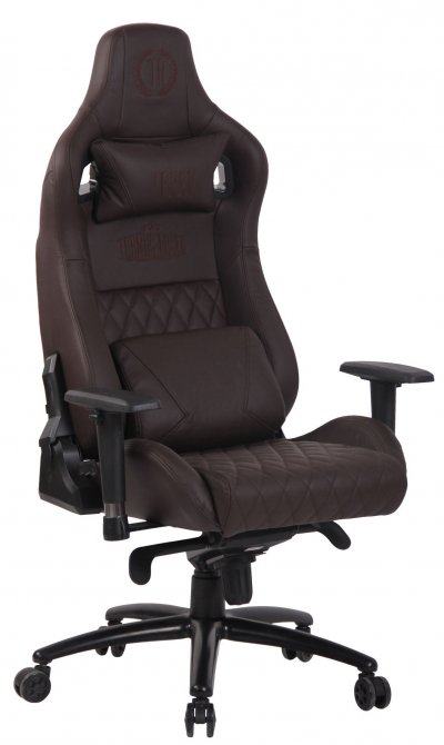  Fauteuil de bureau gamer keren en v&eacute;ritable cuir , marron