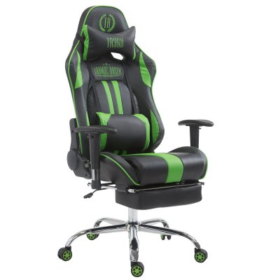 CLP TRADING Fauteuil de bureau gamer limit v2 en similicuir , noir / vert/avec repose-pieds