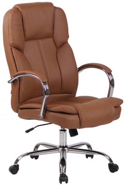 Fauteuil de bureau XXL Xanthos en Similicuir avec une  capacit&eacute; de charge de 210 kg , Marron clair