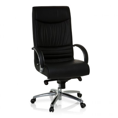 Fauteuil de direction / chaise de bureau xxl f 400 en cuir noir hjh office