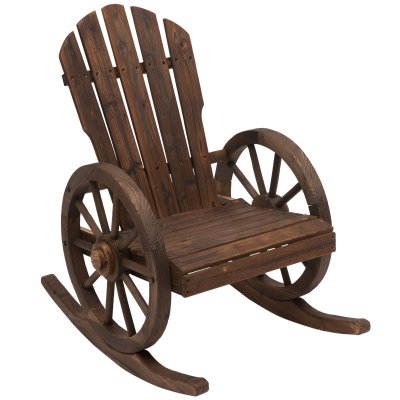 OUTSUNNY Fauteuil de jardin &agrave; bascule rustique chic sapin trait&eacute; carbonisation