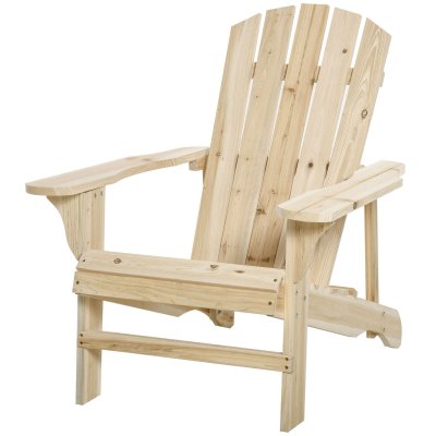 OUTSUNNY Fauteuil de jardin Adirondack bois sapin naturel