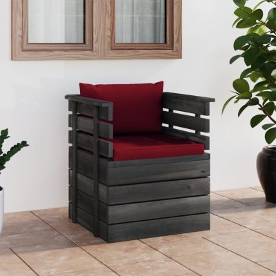 VIDAXL Fauteuil de jardin avec coussins Bois de pin  Wine red