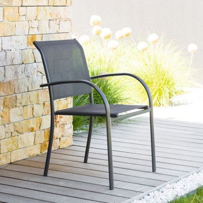 HESPERIDE Fauteuil de jardin en texaline Piazza Gris anthracite/Graphite