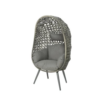JARDIDECO Fauteuil de jardin sur pieds ouf de jardin en r&eacute;sine tress&eacute;e gris clair Palermo -