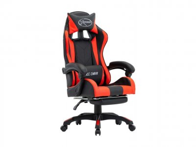 VIDAXL Fauteuil de jeux vid&eacute;o et repose-pied Rouge et noir Similicuir