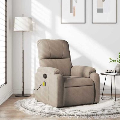VIDAXL Fauteuil de massage, relaxation tissu microfibre taupe