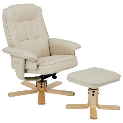 IDIMEX Fauteuil de relaxation avec repose-pieds CHARLY, en synth&eacute;tique beige