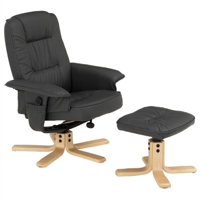 IDIMEX Fauteuil de relaxation avec repose-pieds CHARLY, en synth&eacute;tique gris