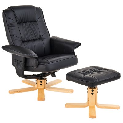 IDIMEX Fauteuil de relaxation avec repose-pieds CHARLY, en synth&eacute;tique noir