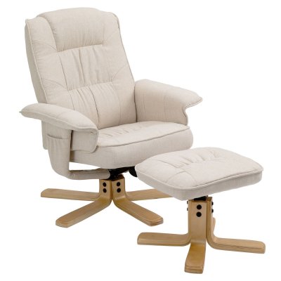 IDIMEX Fauteuil de relaxation avec repose-pieds CHARLY, en tissu beige