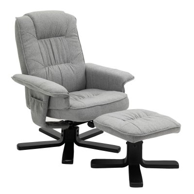 IDIMEX Fauteuil de relaxation avec repose-pieds CHARLY, en tissu gris et pieds noir