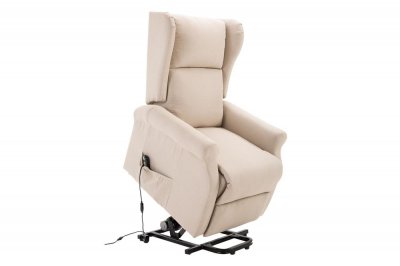 HOMCOM Fauteuil de relaxation &eacute;lectrique fauteuil releveur inclinable avec repose-pied ajustable lin beige