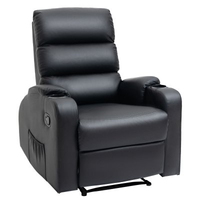 HOMCOM Fauteuil de relaxation inclinable avec repose-pied ajustable rev&ecirc;tement synth&eacute;tique noir