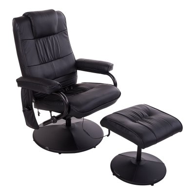 HOMCOM Fauteuil de relaxation massant avec repose-pied rev&ecirc;tement synth&eacute;tique
