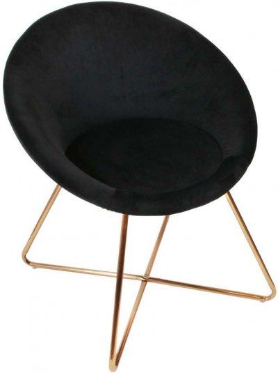 THE HOME DECO FACTORY Fauteuil en velours karl noir