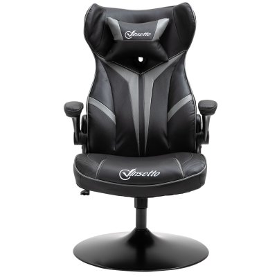 VINSETTO Fauteuil gaming r&eacute;glable t&eacute;ti&egrave;re accoudoirs relevables m&eacute;tal PVC