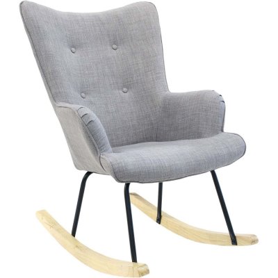 THE HOME DECO FACTORY Fauteuil HELSINKI &agrave; Bascule Gris