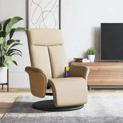 VIDAXL Fauteuil inclinable de massage avec repose-pieds cr&egrave;me tissu 