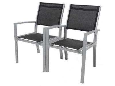 HABITAT ET JARDIN Fauteuil jardin Alu/Textil&egrave;ne ""Tropic"" - Phoenix - Noir - Lot de 2