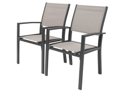 HABITAT ET JARDIN Fauteuil jardin Alu/Textil&egrave;ne ""Tropic"" - Phoenix - Taupe - Lot de 2