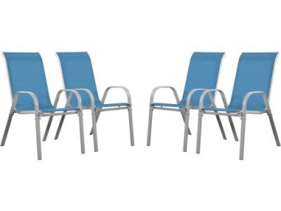 HABITAT ET JARDIN Fauteuil jardin Textil&egrave;ne ""Cordoba"" - Phoenix - Bleu - Lot de 4