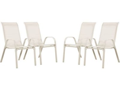 HABITAT ET JARDIN Fauteuil jardin Textil&egrave;ne ""Cordoba"" - Phoenix - &Eacute;cru - Lot de 4