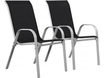HABITAT ET JARDIN Fauteuil jardin Textil&egrave;ne ""Cordoba"" - Phoenix - Noir - Lot de 2