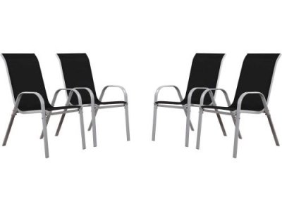 HABITAT ET JARDIN Fauteuil jardin Textil&egrave;ne ""Cordoba"" - Phoenix - Noir - Lot de 4