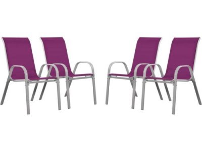 HABITAT ET JARDIN Fauteuil jardin Textil&egrave;ne Cordoba - Phoenix - Rose - Lot de 4 - Rose.